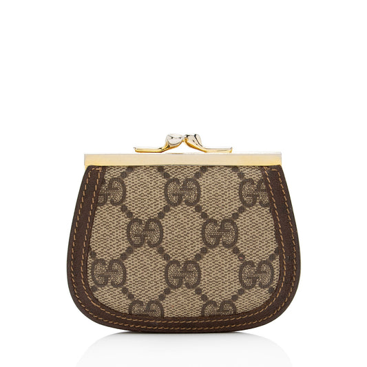 Gucci Vintage GG Supreme Kiss Lock Coin Pouch (SHF-xxZ0al)