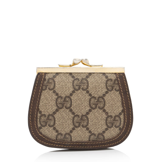Gucci Vintage GG Supreme Kiss Lock Coin Pouch (SHF-IEIBOo)
