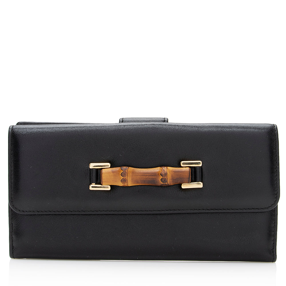 Gucci Vintage Leather Bamboo Wallet (SHF-20931)