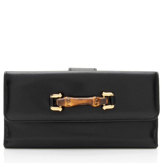 Gucci Vintage Leather Bamboo Wallet (SHF-6HBZUJ)
