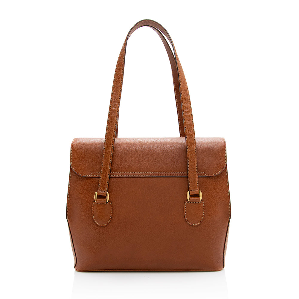 Gucci Vintage Leather Push Lock Satchel - FINAL SALE (SHF-19014)