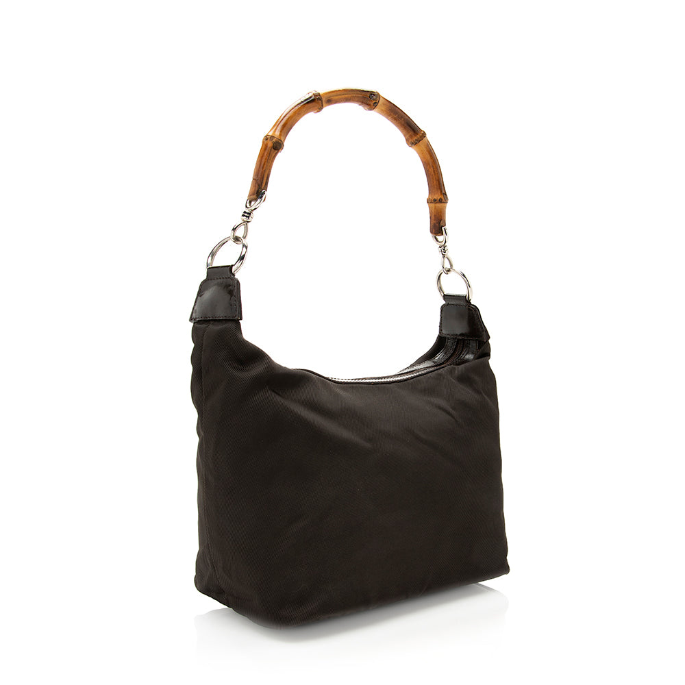 Gucci Vintage Nylon Bamboo Shoulder Bag - FINAL SALE (SHF-19746)