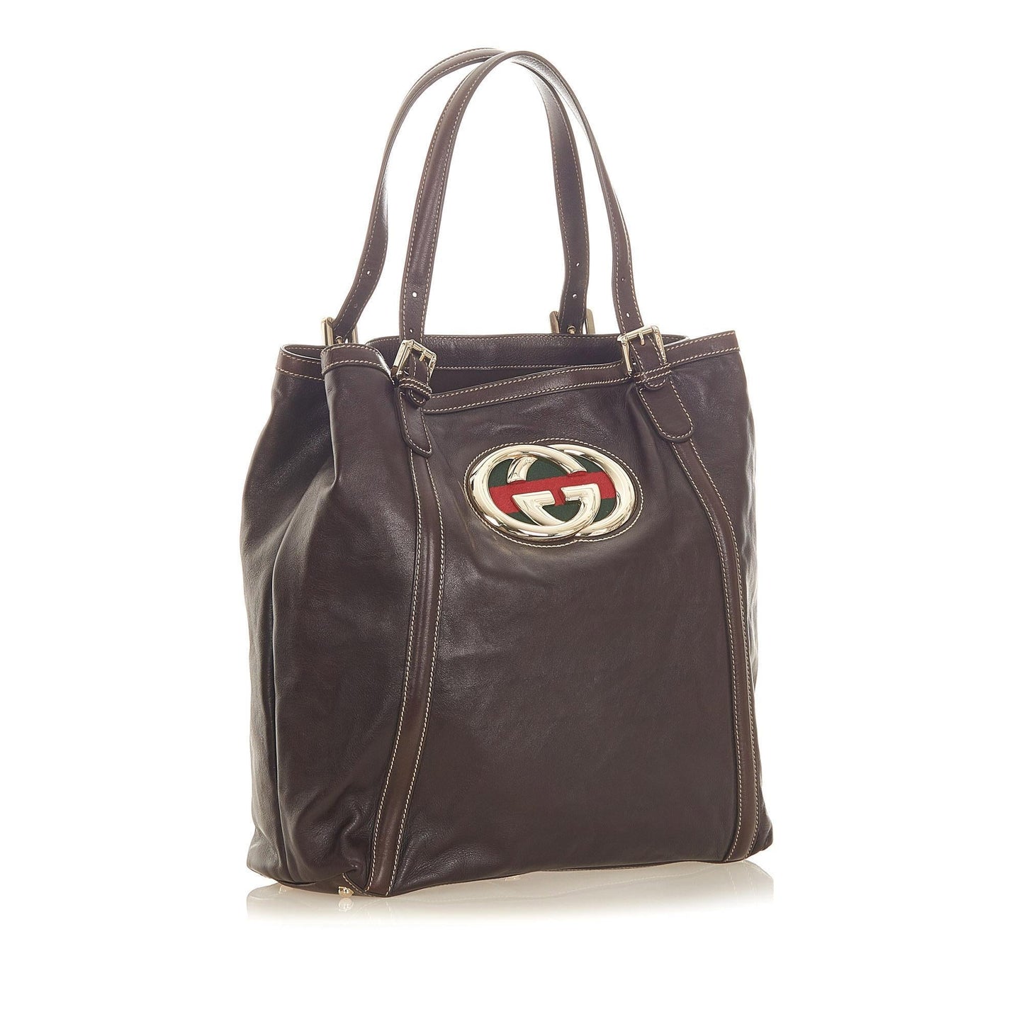Gucci Web Britt Leather Tote Bag (SHG-20141)