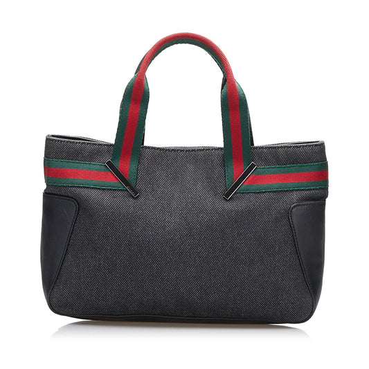 Gucci Web Denim Handbag (SHG-mvpGGk)