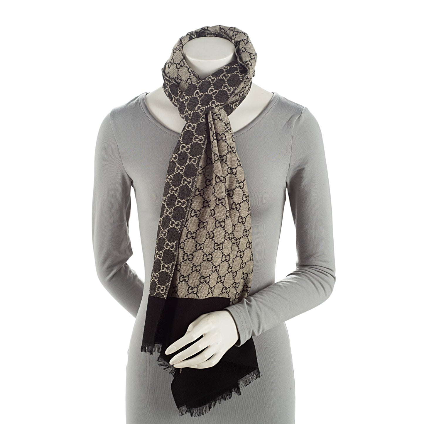 Gucci Wool Blend GG Jacquard Scarf (SHF-s1529X)