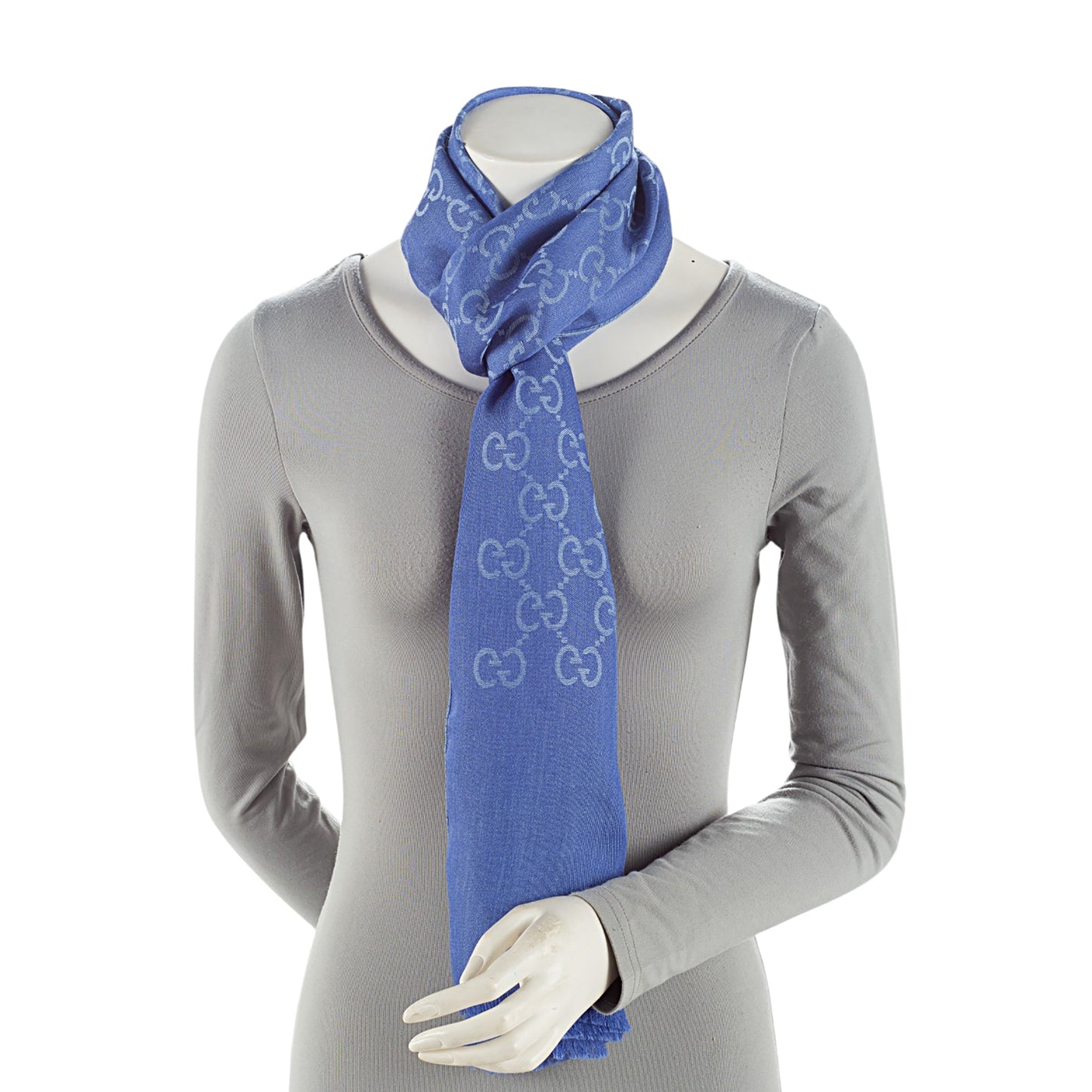Gucci Wool Silk GG Reversible Scarf (SHF-4RNM9q)