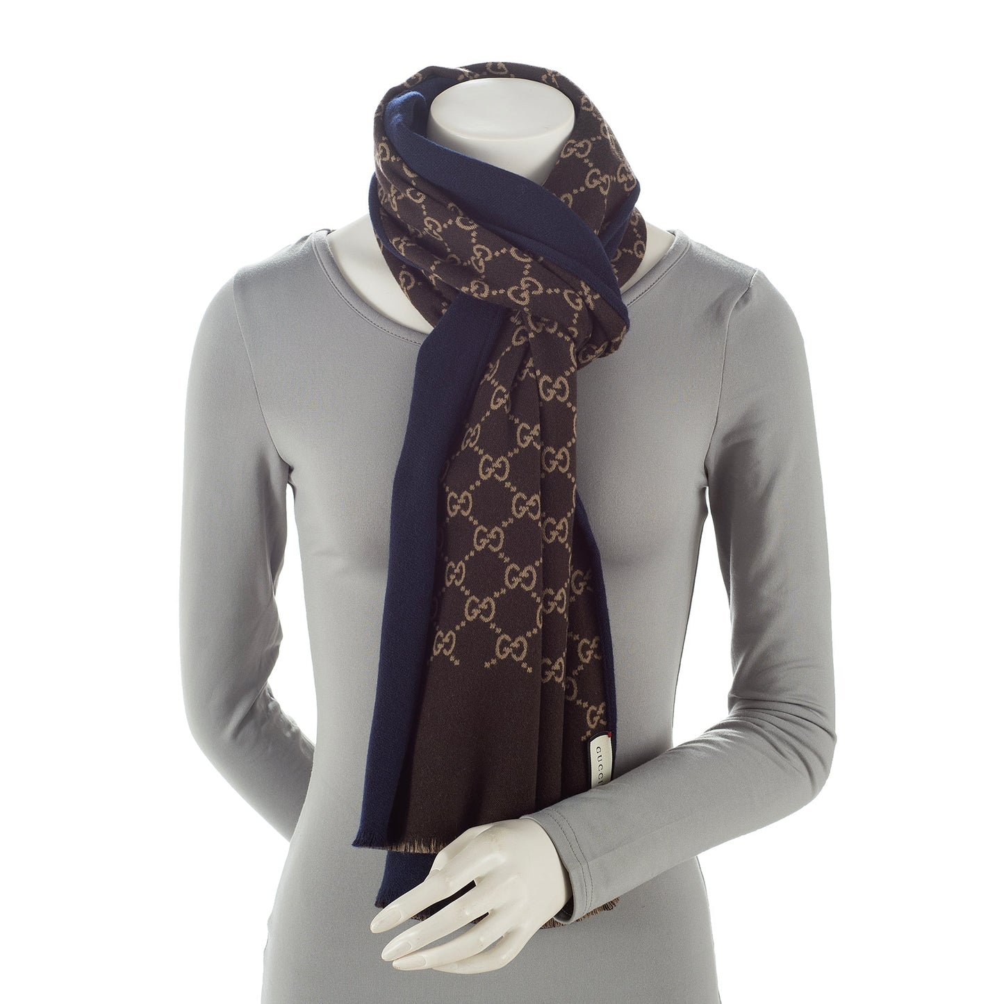 Gucci Wool Silk GG Scarf (SHF-22311)