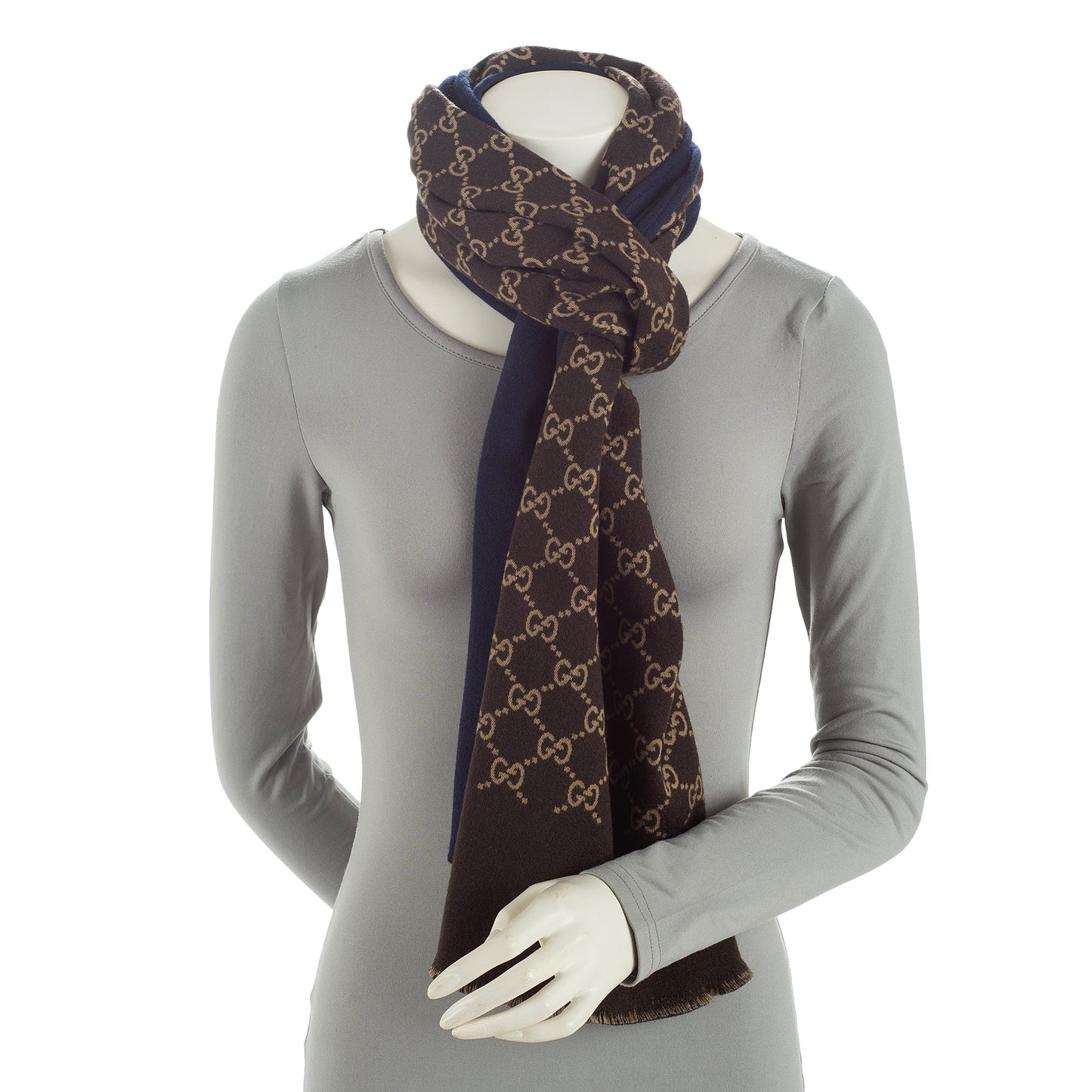 Gucci Wool Silk GG Scarf (SHF-23384)