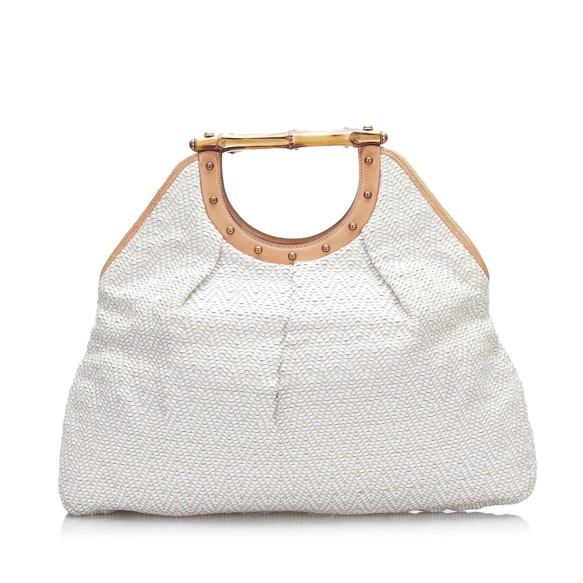Gucci Woven Leather Bamboo Hobo (SHG-9rgvsp)
