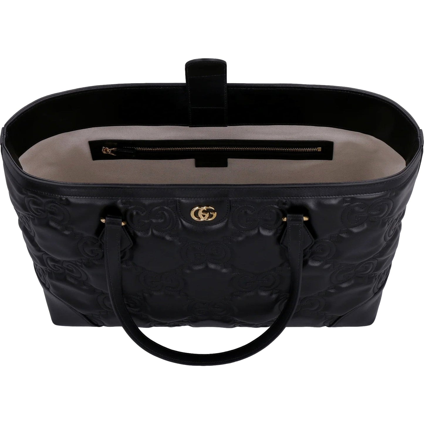 Gucci Ophidia Jumbo GG Matellase Medium Black Leather Tote