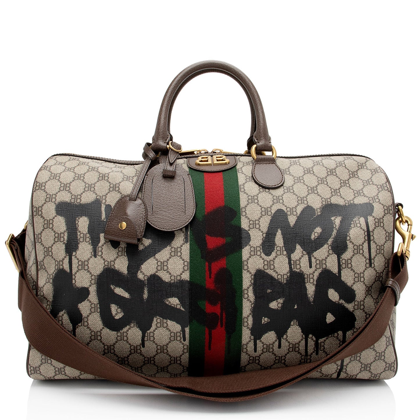 Gucci Nylon Leather Canvas Shoulder Bag