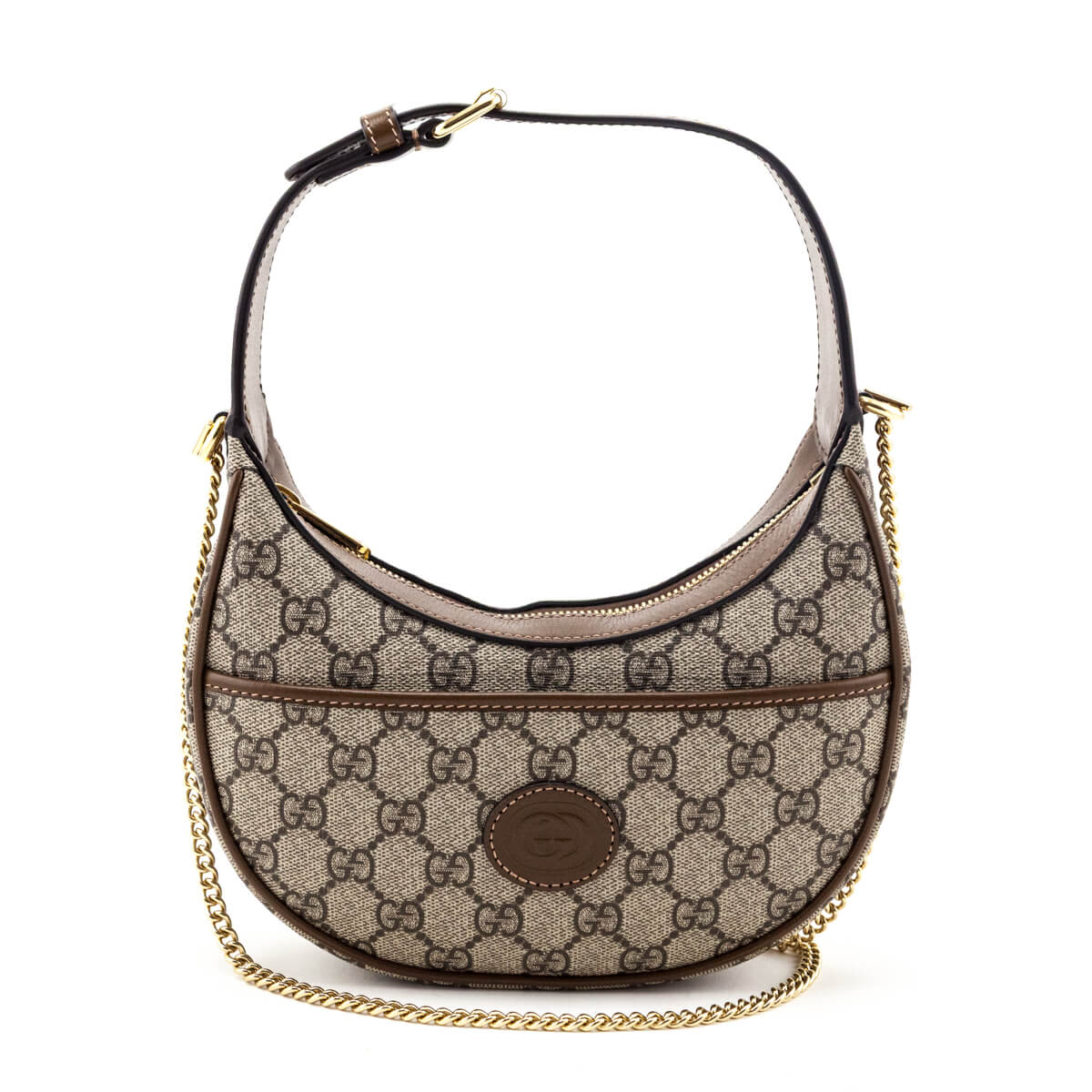 Gucci Beige GG Supreme Monogram Mini Retro Interlocking G Half Moon Bag