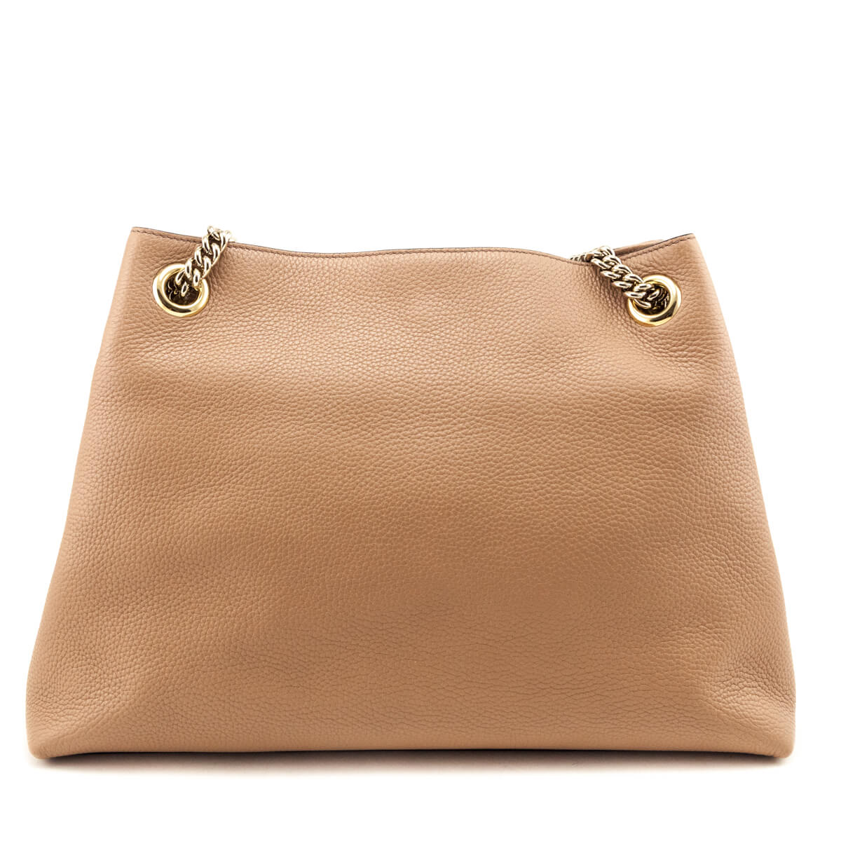 Gucci Beige Pebbled Calfskin Medium Soho Chain Shoulder Bag