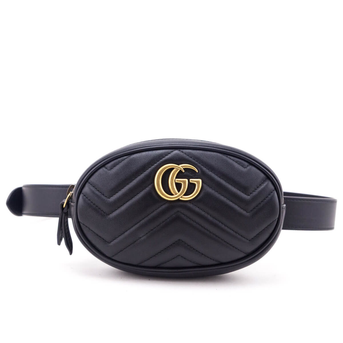 Gucci Black Calfskin Matelasse GG Marmont Belt Bag