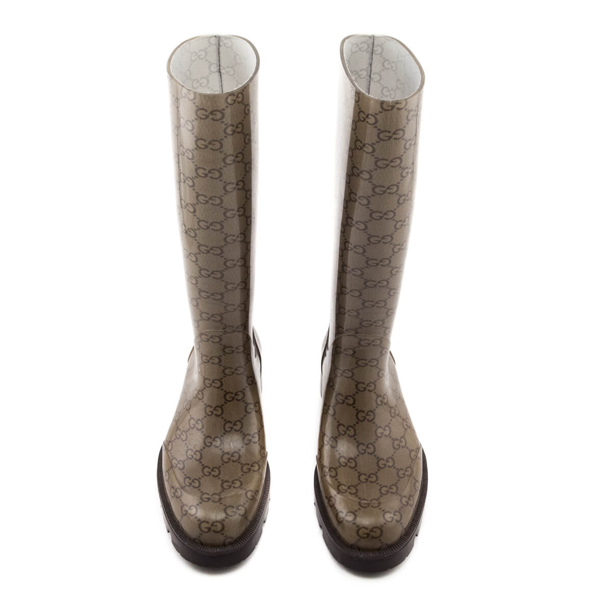 Gucci Monogram Beige Monogram Rubber Rain Boots Size USÂ 9 | EU 39