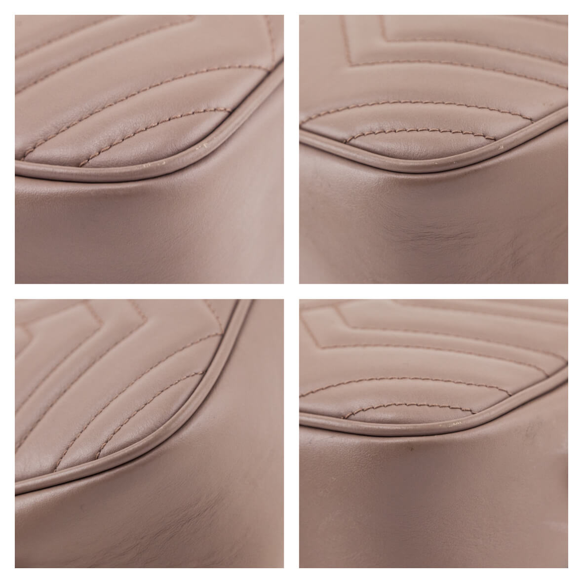 Gucci Porcelain Rose Calfskin Matelasse Small GG Marmont Chain Shoulder Bag