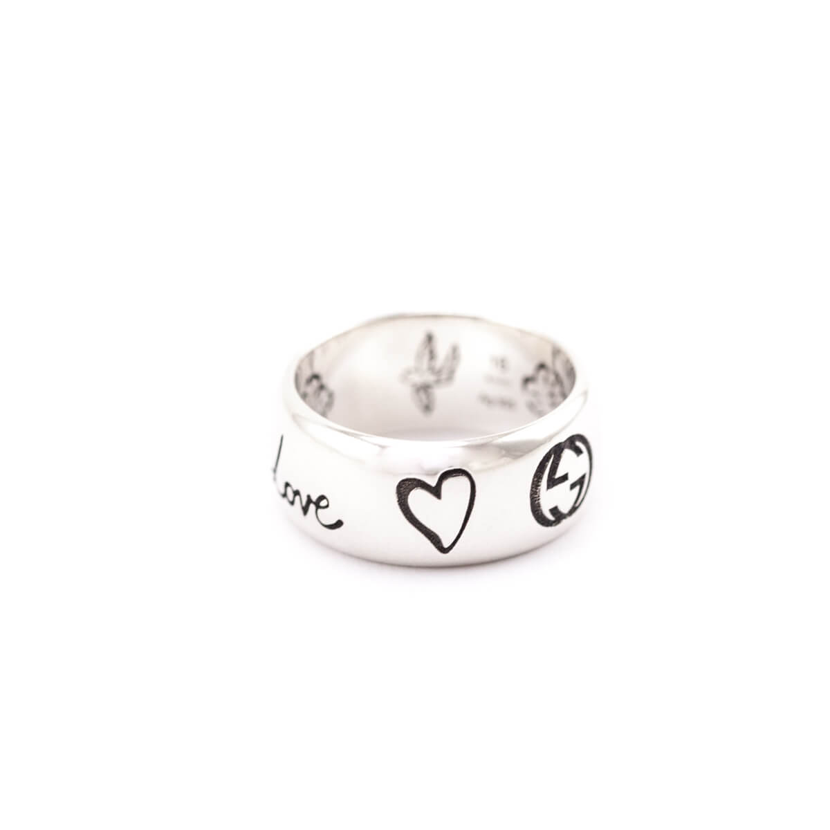 Gucci Sterling Silver Wide Blind for Love Band Ring