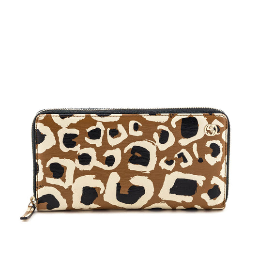 Gucci Tan Leather Betty Shanghai Zip Around Wallet