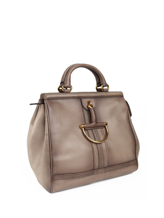 Gucci Taupe Duilio Brogue Tote Bag