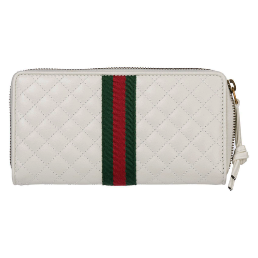 Gucci Trapuntata Zip-around Wallet with Web in White