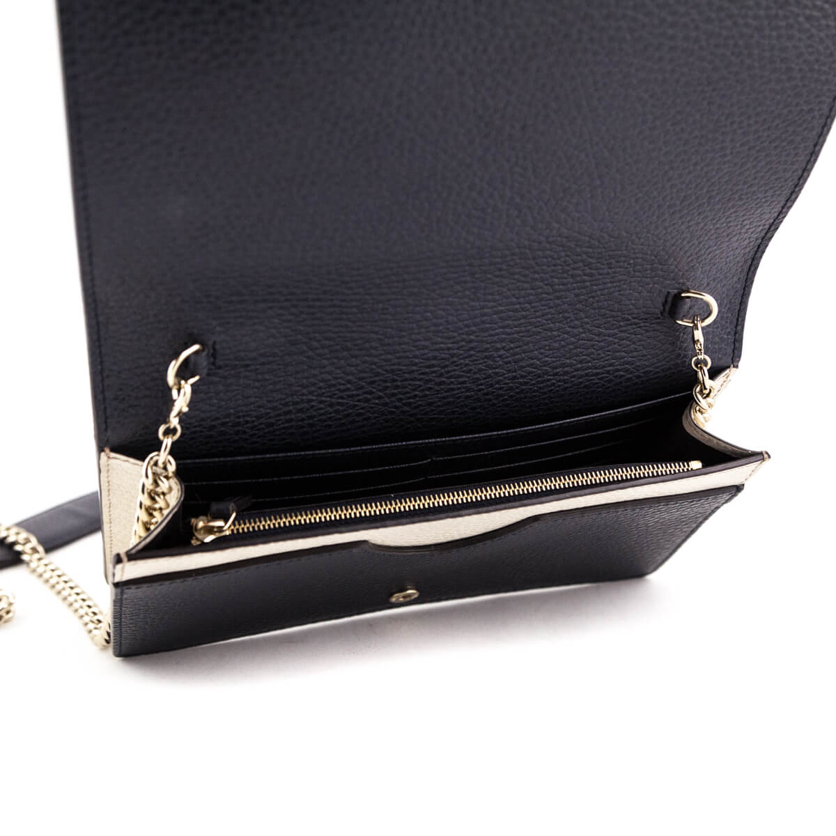 Gucci Tri-color Pebbled Calfskin Soho Wallet on Chain