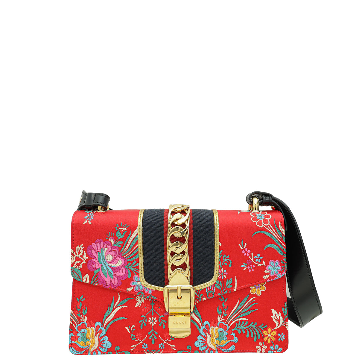 Gucci Multicolor Sylvie Jacquard Floral Small Shoulder Bag