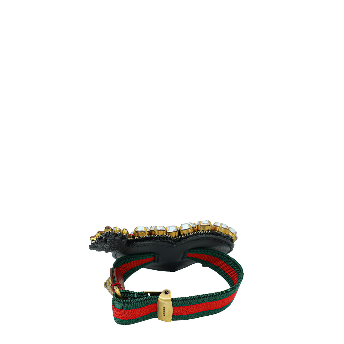 Gucci Bicolor Crystal Heart Web Bracelet