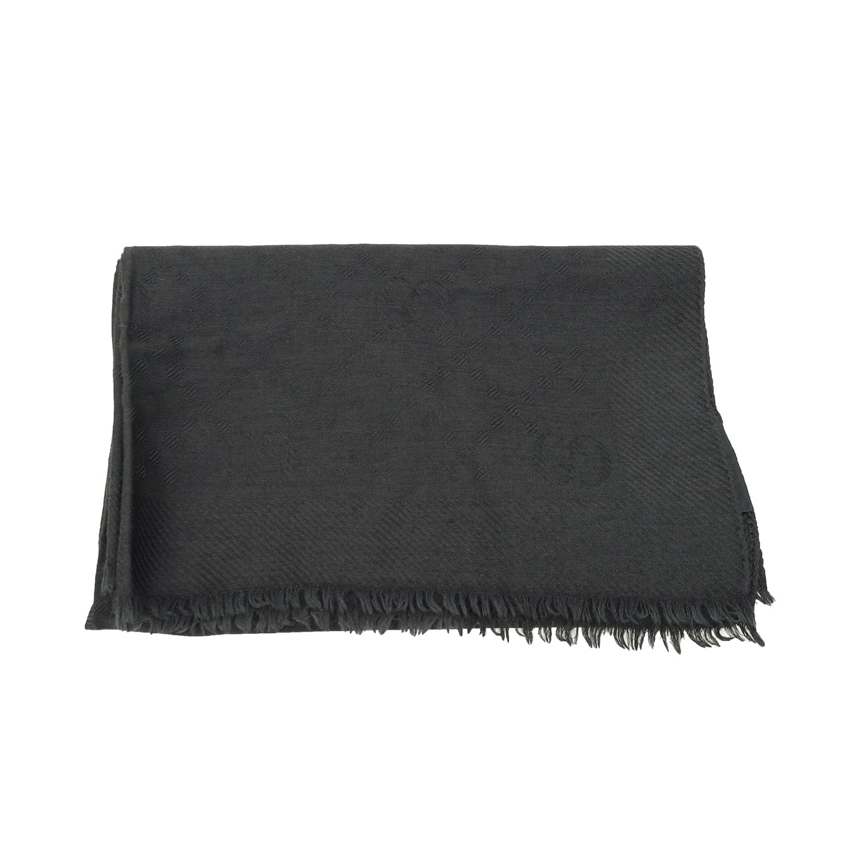 Gucci Black Interlocking G Wool Silk Scarf