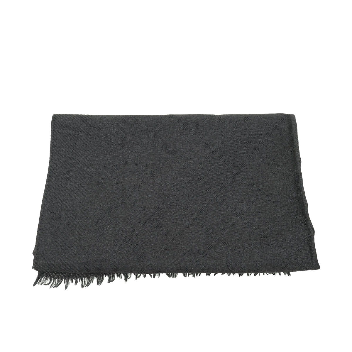 Gucci Black Interlocking G Wool Silk Scarf