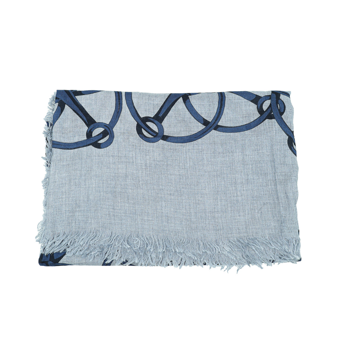 Gucci Bicolor Cross Horsebit Print Fringe Scarf