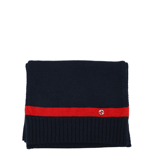 Gucci Bicolor Interlocking G Muffler Knit Wool Scarf