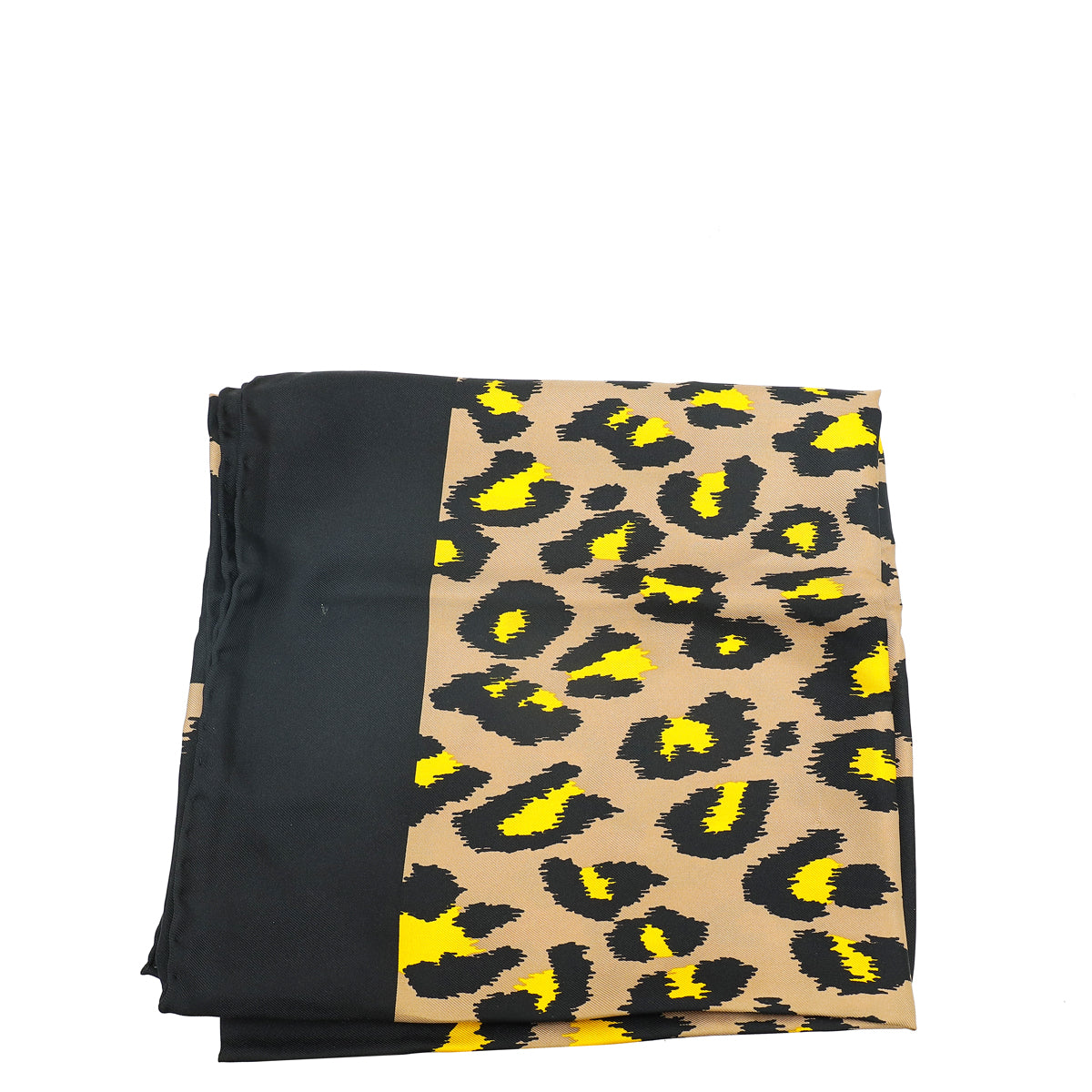 Gucci Tricolor Logo Disco Leopard Square Silk Scarf