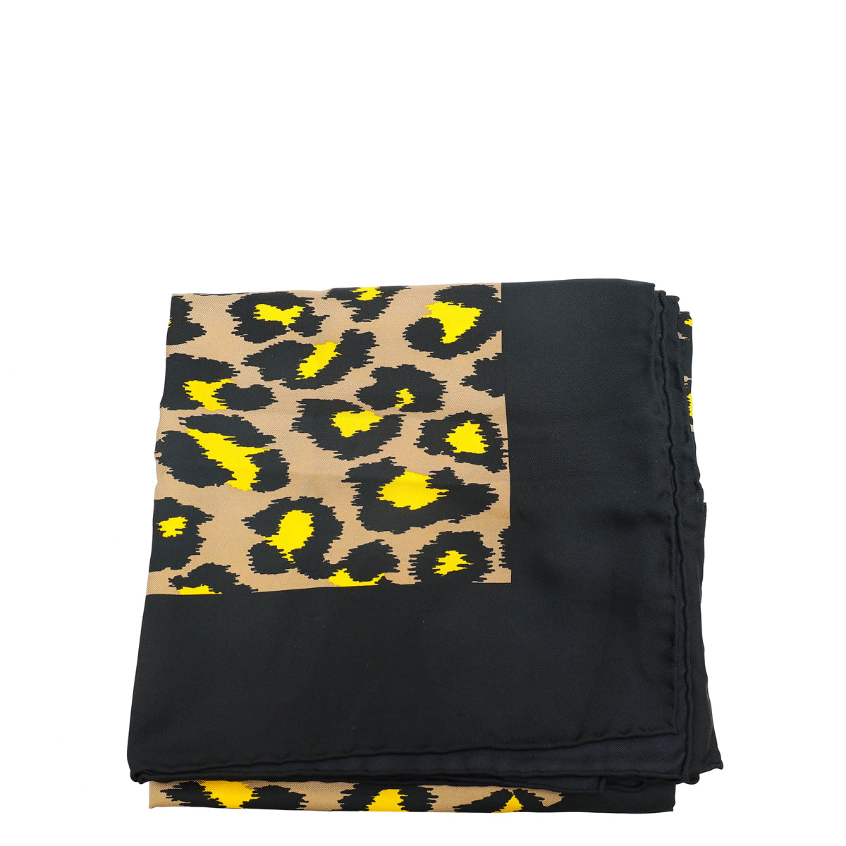 Gucci Tricolor Logo Disco Leopard Square Silk Scarf