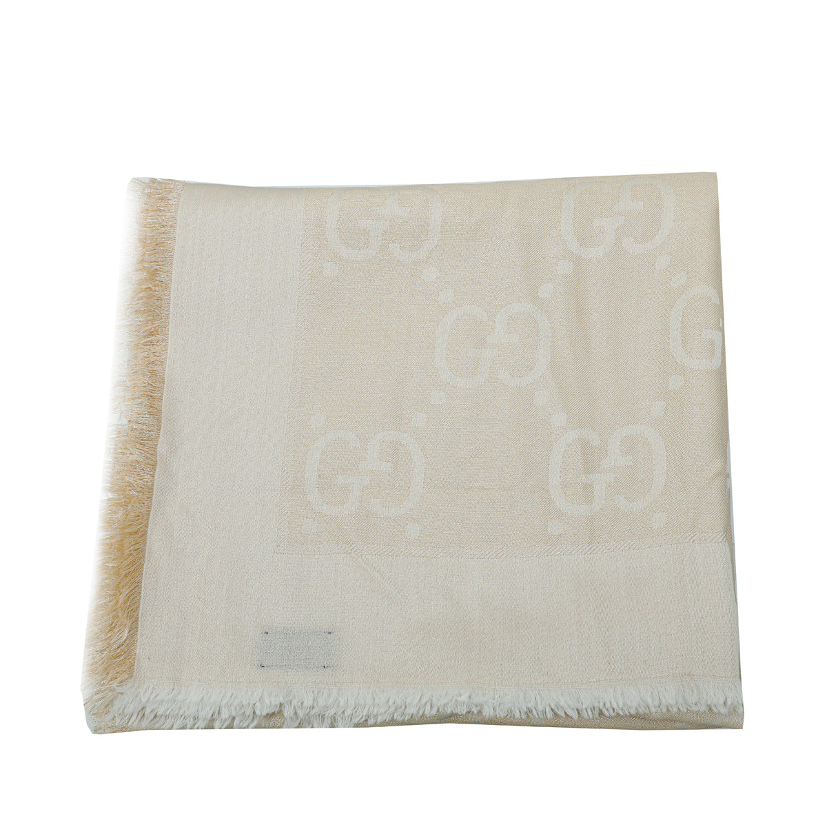 Gucci Champaign Metallic Silver GG LamÃ© Jacquard Shawl
