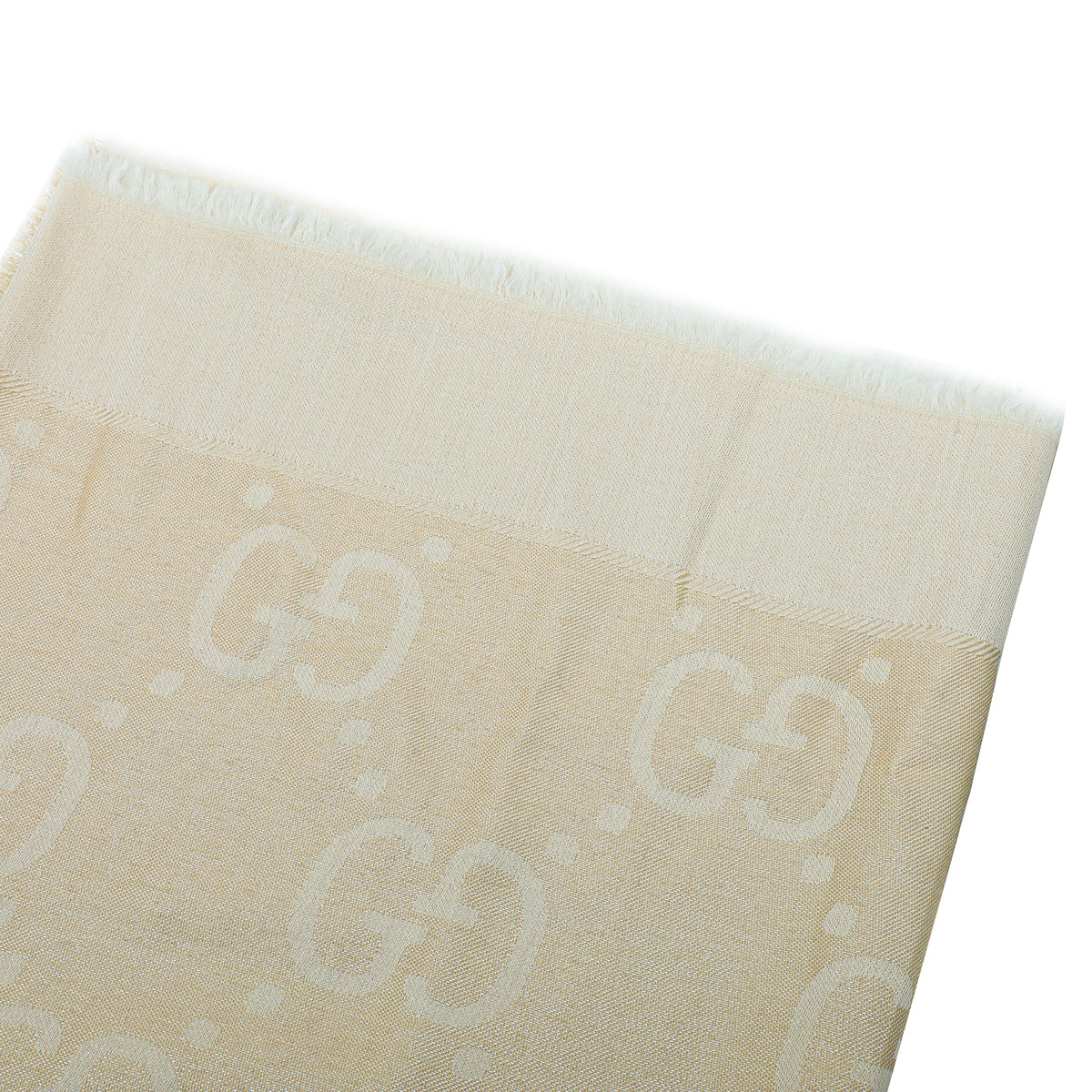 Gucci Champaign Metallic Silver GG LamÃ© Jacquard Shawl