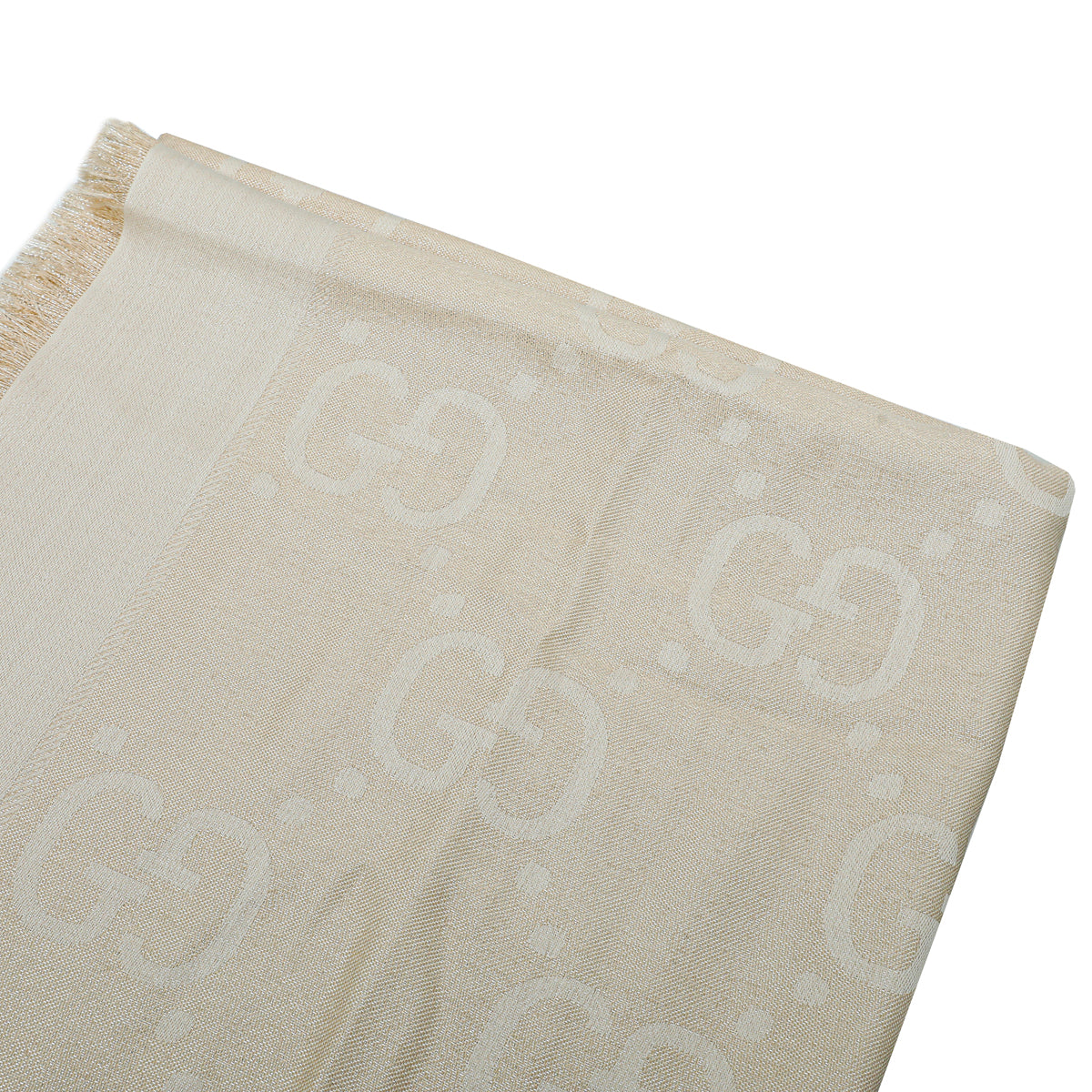 Gucci Champaign Metallic Silver GG LamÃ© Jacquard Shawl