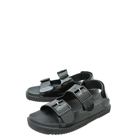 Gucci Black Mini Double G Rubber Sandal 38
