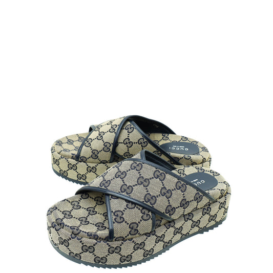Gucci Bicolor GG Platform 30mm Sandal 37