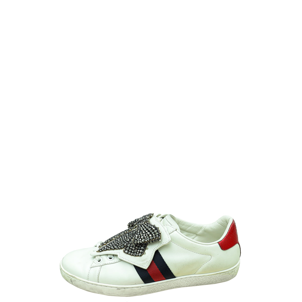 Gucci White Ace Removable Crystal Bow Sneakers 39