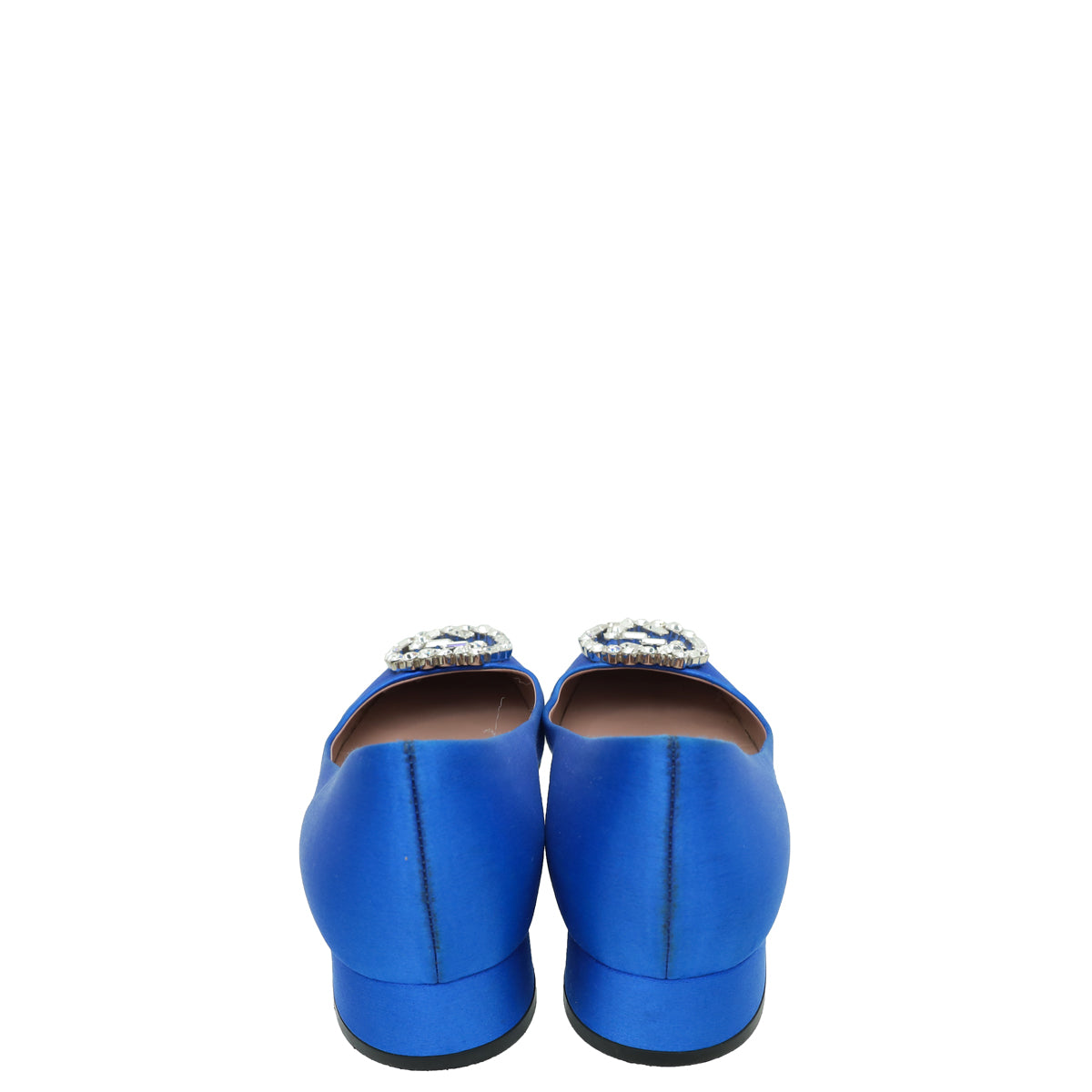 Gucci Royal Blue Satin GG Crystal Round Toe Ballet Flats 36