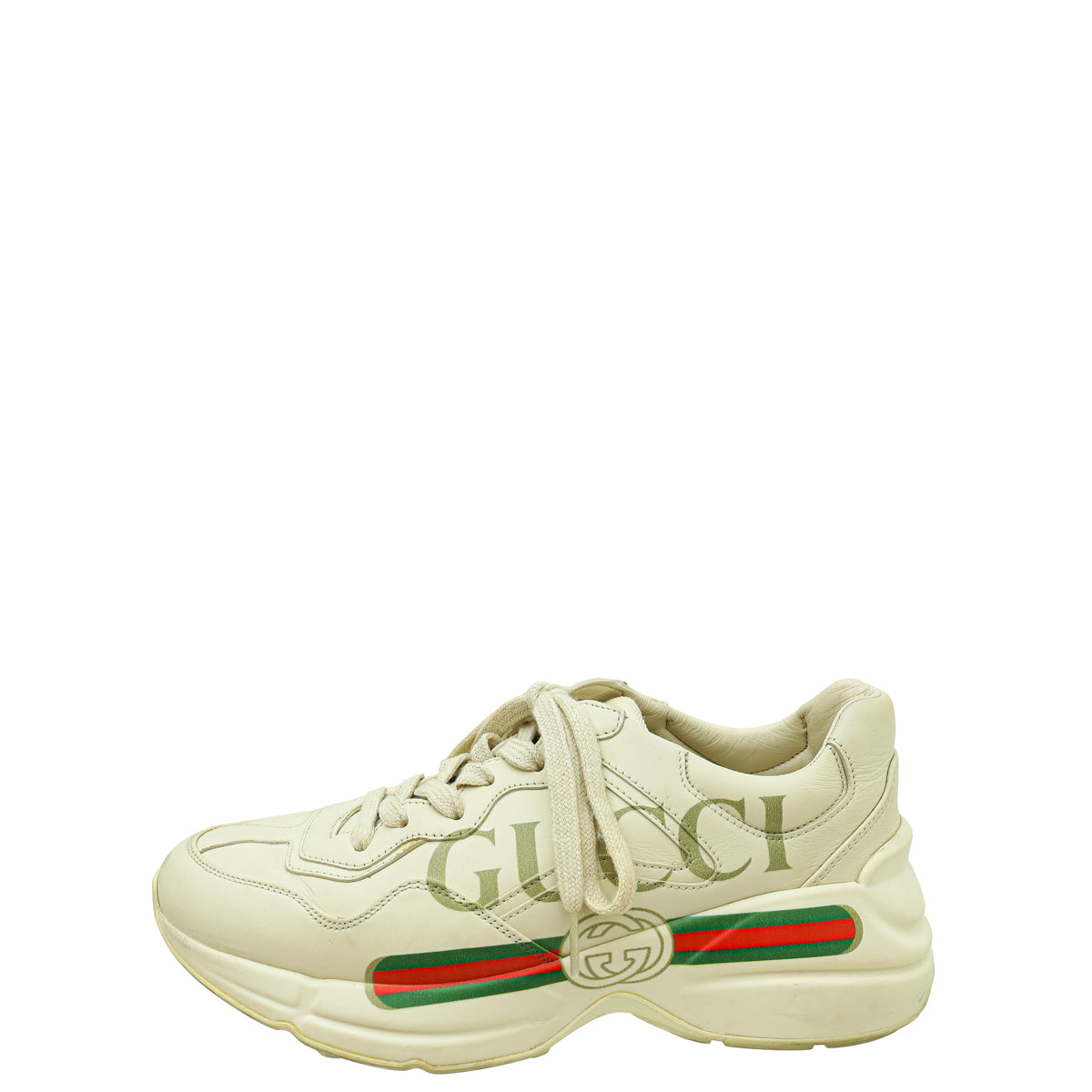 Gucci Ivory Logo Rhyton Trainer Sneakers 37.5