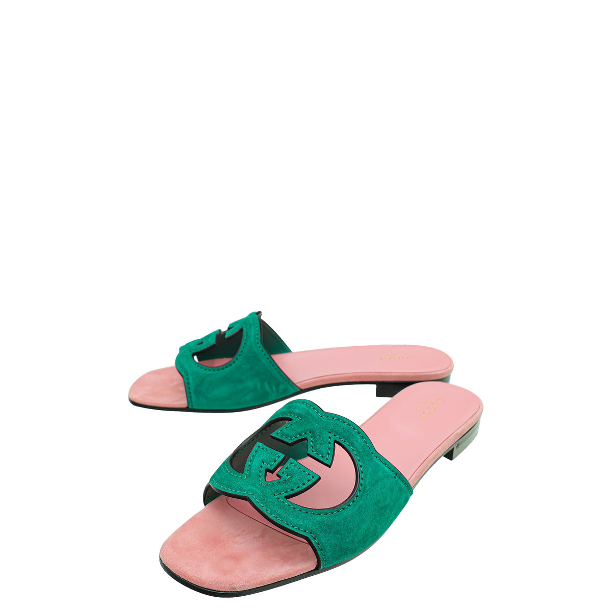 Gucci Bicolor Interlocking G Cut-Out Slide Sandals 39