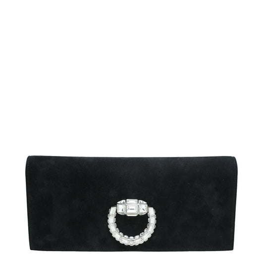 Gucci Black Suede Broadway Crystal Clutch
