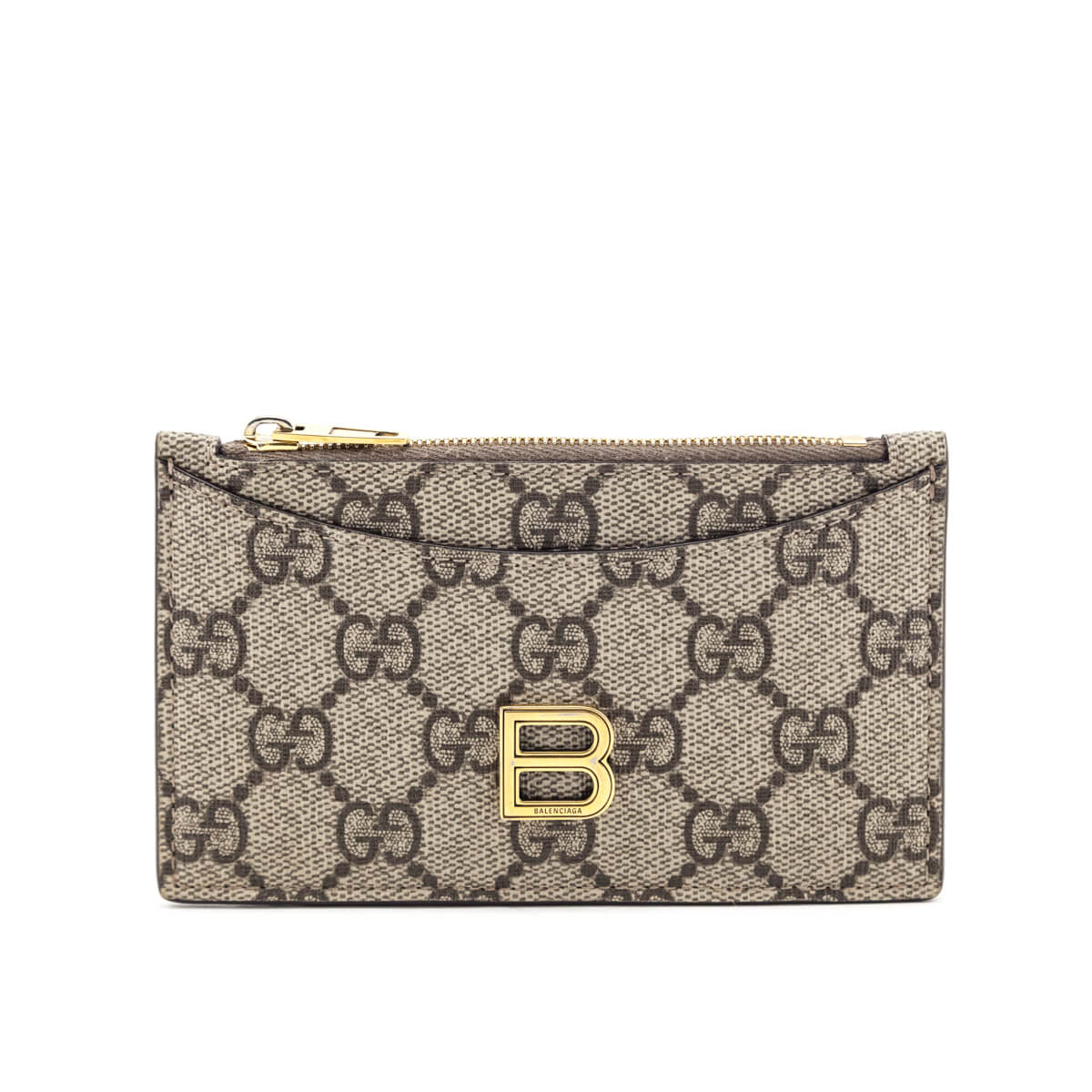 Gucci x Luxury Balenciaga Trending 2026 Beige GG Supreme Monogram Zip Card Case