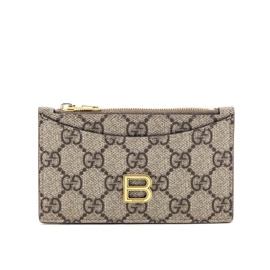 Gucci x Luxury Balenciaga Trending 2026 Beige GG Supreme Monogram Zip Card Case