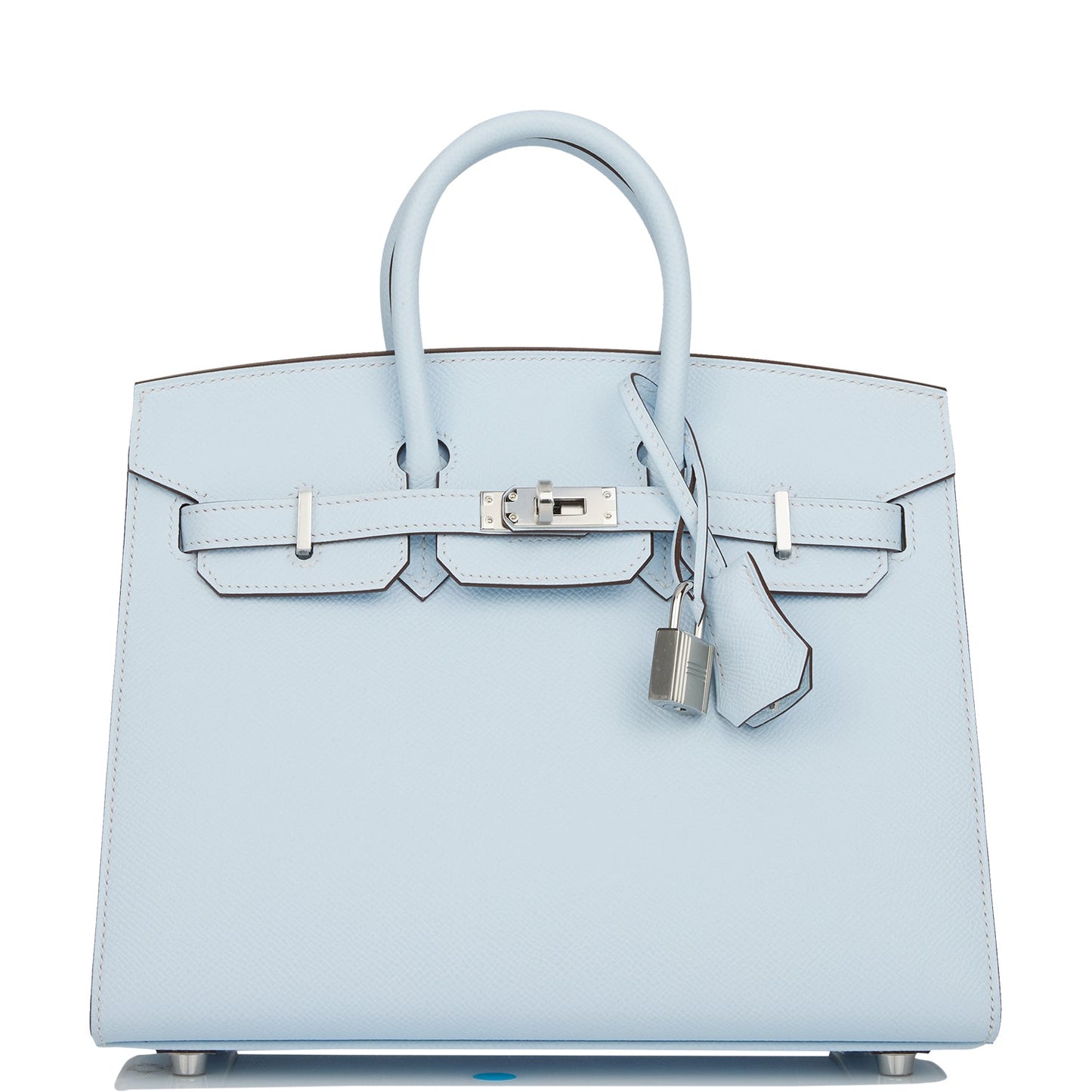 Hermes Birkin 25 Sellier Bleu Brume Epsom Palladium Hardware