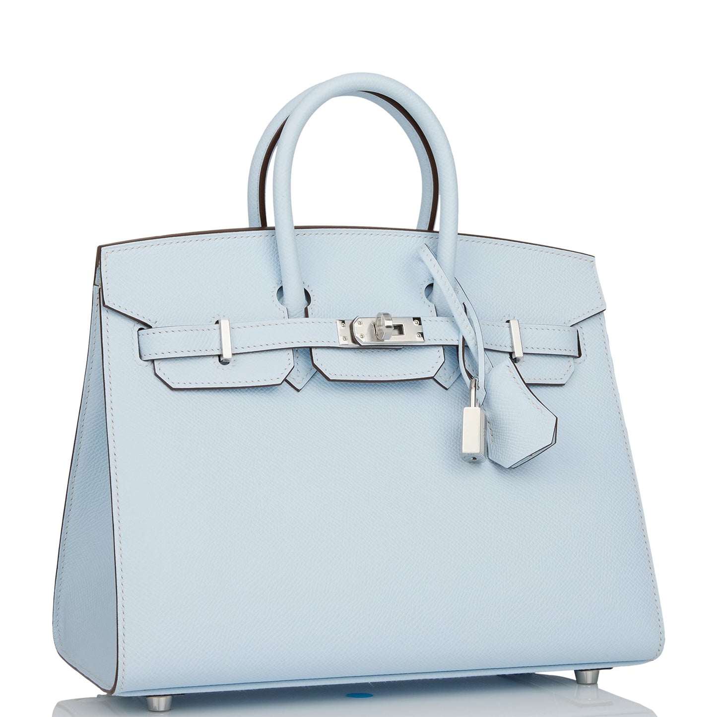 Hermes Birkin 25 Sellier Bleu Brume Epsom Palladium Hardware