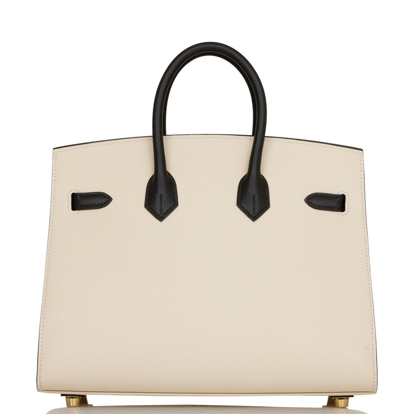 Hermes Birkin 25 Sellier Craie and Black Epsom Gold Hardware