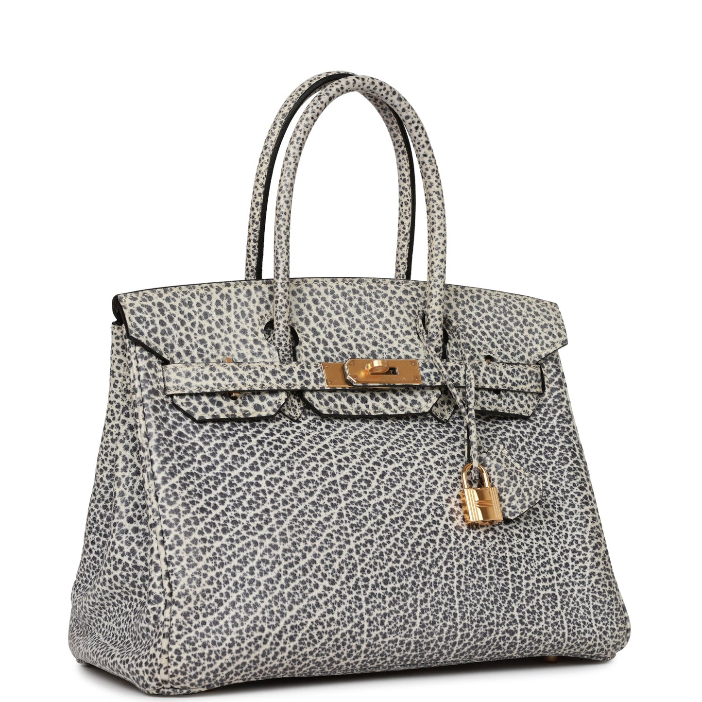Hermes Vintage Birkin 30 White Dalmatian Buffalo Gold Hardware