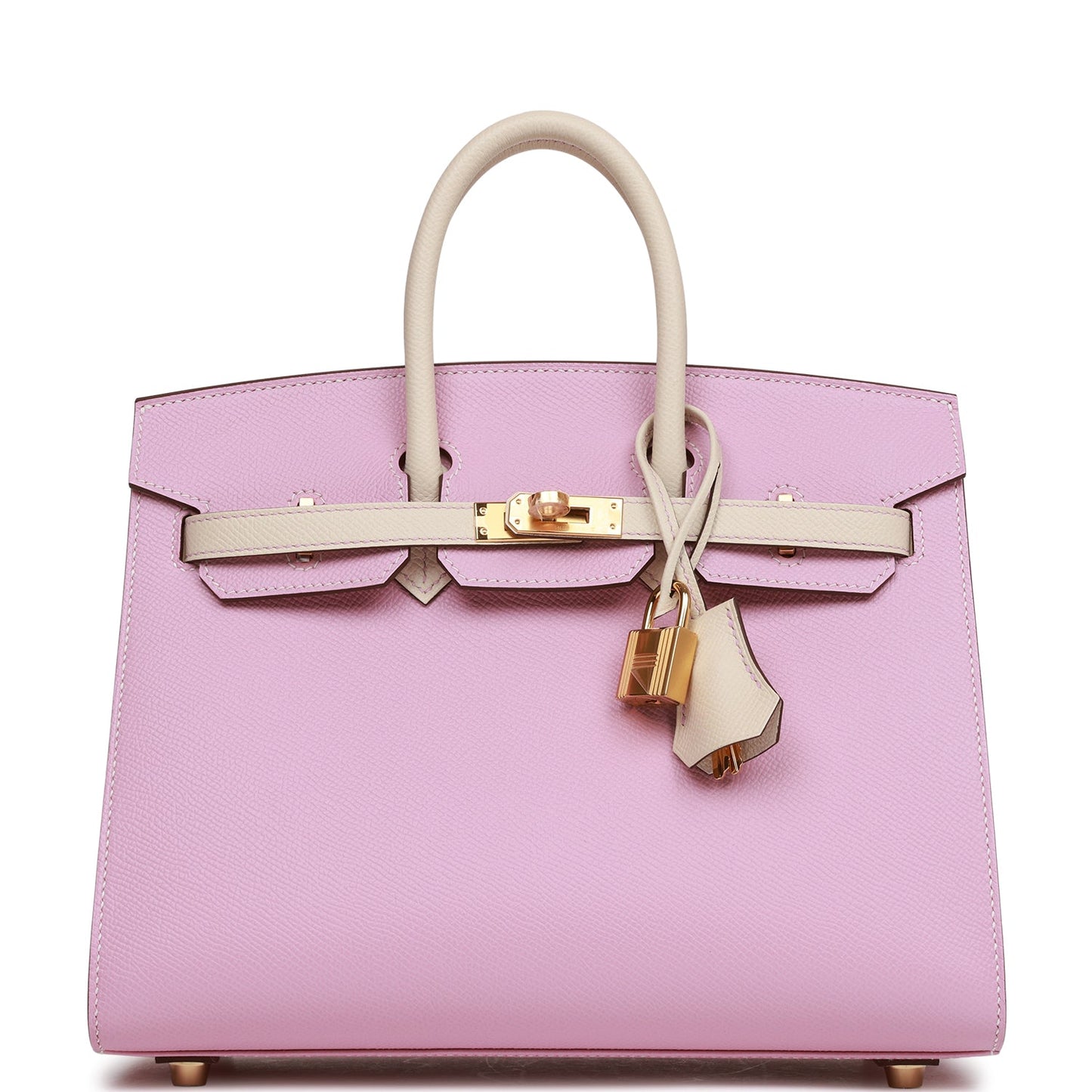 Hermes Birkin 25 Sellier Mauve Sylvestre and Craie Epsom Rose Gold Hardware